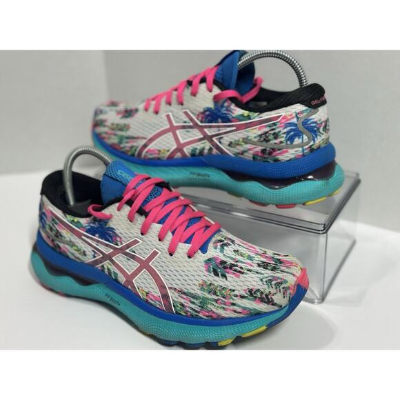 Asics Gel Nimbus 24 Womens 6 Color Injection Tropical Running Shoes 1012B284 - Picture 3 of 12